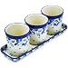 Polish Pottery 12-inch Set of 3 Planters Made by Ceramika Artystyczna (Blue Spring Theme) + Certificate of Authenticity