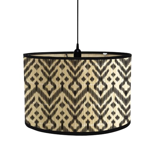 Morbuy Round Lampshades for Table Lamps, Modern Black White Diameter 30cm Drum Bamboo Lampshade Pendant Lamp Shade Home Decorative for Wall Lamp, Bedside Lamp, Floor Lamp (Style H)