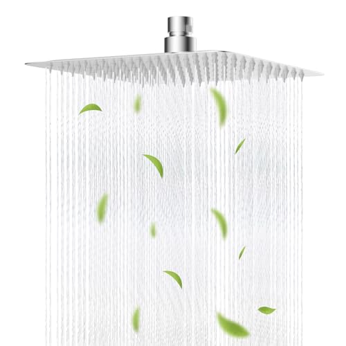 Hibbent All Metal 10x9 Inch Shower Head, High Pressure Stainless Steel Rain Showerheads, Bathroom Rainfall Showerhead with Ultra-thin Design, Adjustable Brass Ball Joint, Silicone Nozzles, C