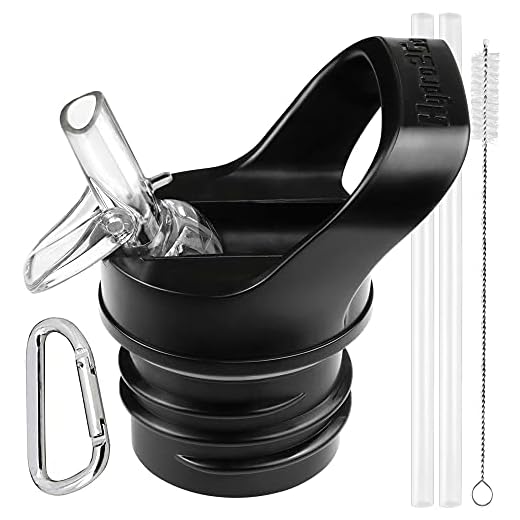 Hydro2Go Straw Lid Replacement for Hydro Flask Standard Mouth & Simple Modern Ascent 12-64oz Bottles. New and Improved Design Sipping Cap with Straws, Brush for 18, 21, 24oz Water Bottle. (1pc)