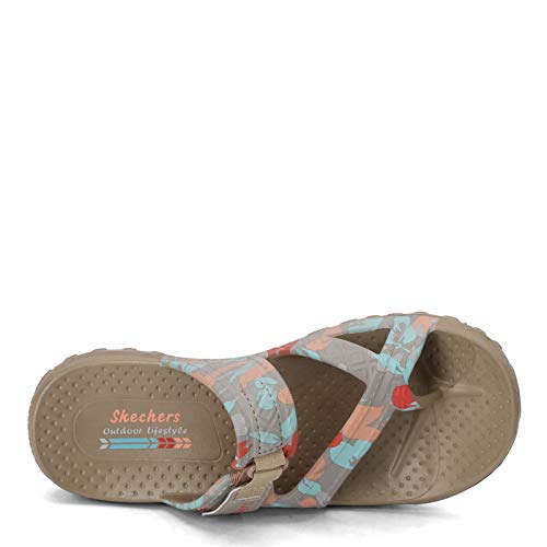 Skechers Women's Foamies Reggae - Rainforest Slide Sandal, Taupe, 11