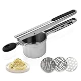LoveFirst Prensa de Patatas Profesionales Acero Inoxidable Con 3 Discos Intercambiables Adecuado Para PuréS De Patatas, Comida Para Bebé