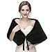 Zehory Bridal Faux Fur Shawl Wrap Wedding Stole Shrug Winter Evening Shoulder Shawls Cover Up for Bride and Bridesmaids Women (Black)