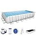 Produktbild Bestway Power Steel Frame Pool Komplett-Set mit Filterpumpe 732 x 366 x 132 cm , lichtgrau, eckig