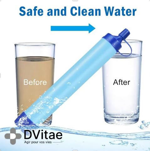 D-VITAE Filtro Portátil para Exteriores, Paja de Filtración Perso...
