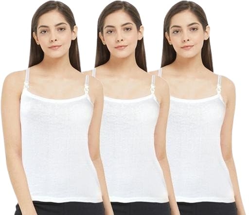 Women's Cotton Pack of 3 Top Innerwear Slip Camisoles SetComfortable, Breathable, Lightweight, Skin Friendly-image-41