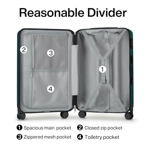 Image of Hanke Luggage Sets 2 piece Carry On Luggage with Wheels PC Hard Shell Suitcases Lightweight Travel Luggage Travel Suitcase Woman Men 20 /29 Inch (Blackish Green)