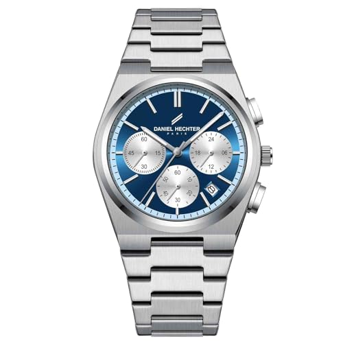 Image of Daniel Hechter Paris Hoche Collection Chronograph Analog Watch for Men - Brushed Stainless Steel case and Strap with Date Display