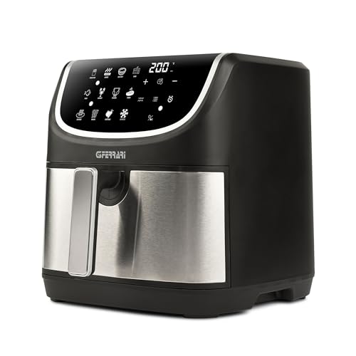 G3 Ferrari G10191 Friggitrice ad Aria 'Friggisano 8L Grill', 2200W, 8 Litri, 12 Programmi, Doppia Resistenza, Multifunzione, Barbecue Smokeless, Forno Essiccatore, BPA PFOA Safe, Ricettario Incluso