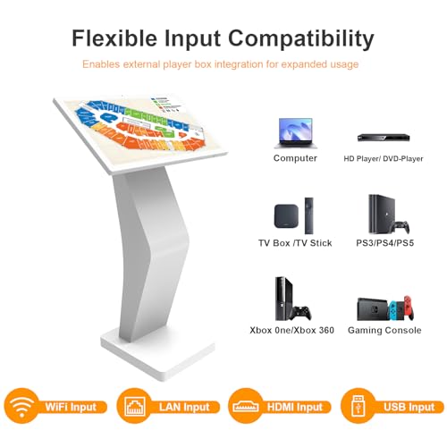 Image of 27 Inch Touch Screen Kiosk, 10pt PCAP Touch Screen Digital Signage, Plug&Play K-Style Indoor Digital Signage, Interactive LCD Display Signage, CMS /U-Disk Publish Content, Split Screen, Android 11