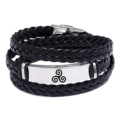 ForeverWill Bracelet élégant en cuir tressé pour ankh/œil d'Horus/mauvais œil/triplelune/WWJD/croix/amulette viking, symbole religieux païen, talisman...