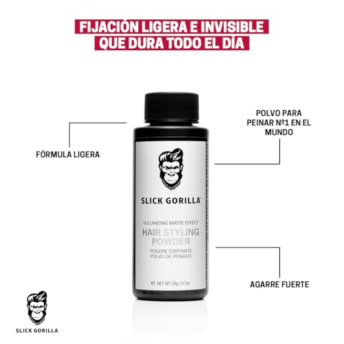 Slick Gorilla Polvo de Peinado para Hombres 20 ml | Polvo de Textura | Acabado Mate | Fijación 24 h | Aporta Volumen y Cuerpo | Ligero | No Pegajoso |Sin Brillo - imagen 6