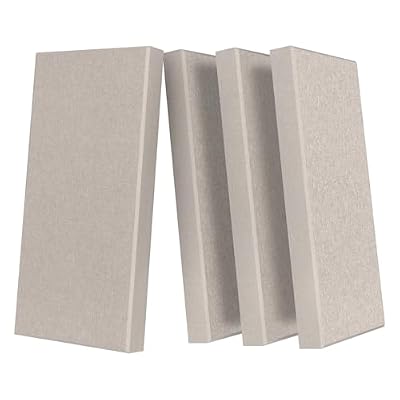 UMIACOUSTICS 4 PCS Acoustic Panels with Hanging Brackets, 2” Thick Fiberglass Sound Proof Panels Removable for Studios, Office, Home Theater Wall- Linen