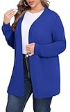POSESHE Womens Plus Size Royal Blue Cardigan Sweater 2025 Fall Long Sleeve Lightweight Knit Open Front Casual Cardigan,XL