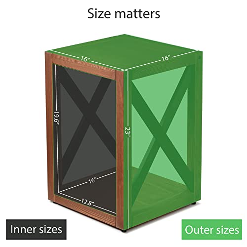 Baobab Workshop Wooden Side Table For Living Room, Bedroom - Solid Wood End Table - Handcrafted In Europe - Farmhouse Bedside Table Set For Storage - Accent Table - Dark Cherry Color - 16"X16"X23" #TOP1