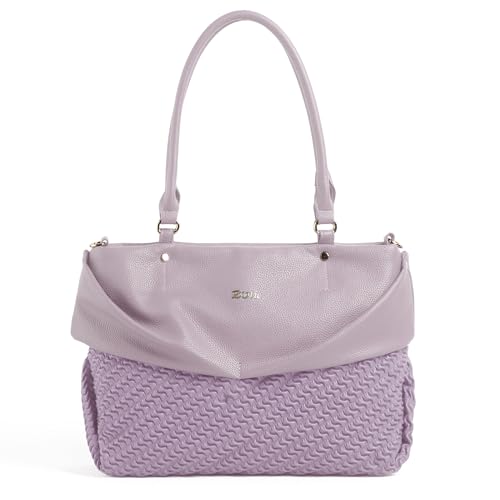 Image of EXOTIC Virelle Textured Dual Panel Handbag for Women | Spacious Multi-Compartment Carryall | Shoulder Carry with Adjustable Sling Strap | Premium PU Leather Purse
