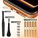 iPhone 17 Pro Max Speaker Protector Cover Accessories - 5PCS USB C Dust Plug & Earpiece Speaker Mesh Adhesive Stickers for iPhone 17 Pro Max / 17 Pro, Type C Charging Port Cover with Tweezer, Orange