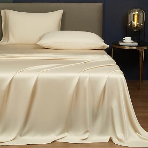 Ivellow 100% Tencel Eucalyptus Lyocell Sheets, Softer Than Silk, Gentle to Skin, 4 Pieces Breathable Cooling Bed Sheets for Hot Sleepers, 18” Deep Pocket Queen Sheets Grey Luxury Hotel Bedding Set Cover