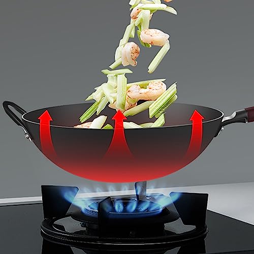 Wok de acero carbono tradicional con mango de madera y acero miniatura 3