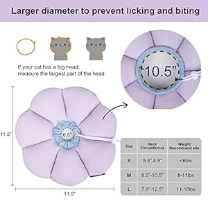 Cat cone collarcute waterproof cat recovery collaranti bite lick wound healing safety elizabethan e collar for catspurple flower all season style   cucciolini doodles