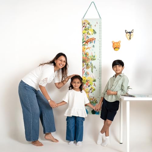 Image of ZOOKEEPER Height Chart for Kids (19 inch-72 inch) Premium Canopy in Kanha Durable Cotton Wall Hanging Growth Measuring Ruler for Baby Room, Nursery and Playroom Cute Home Wall Decor and Perfect Gift for Boys and Girls