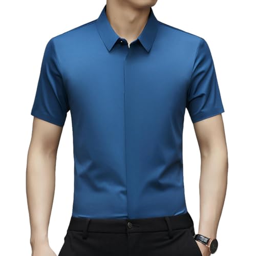 Chemise à manches courtes homme coupe coréenne couleur unie fluide