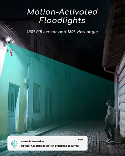 Cooau Floodlight Security Cameras Outdoor - 2K Wired Flood Light Camera For Home With Smart Motion Sensor, Wiring 2600 Lumens Door Spotlight, Ai Cam, Color Night Vision, 2 Way Audio, Works With Alexa #TOP4