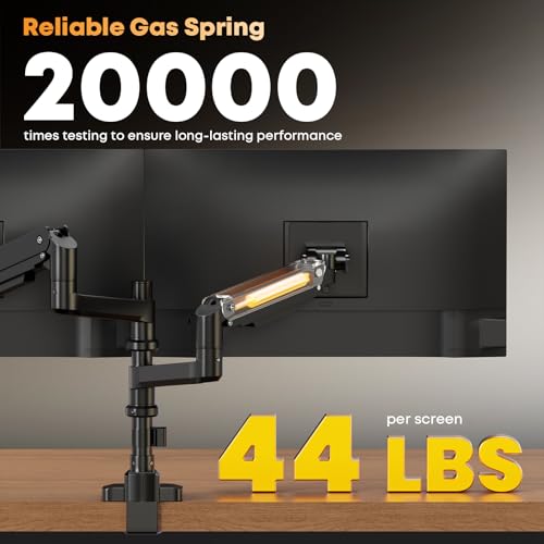 Image of PUTORSEN 17-49 Inch Premium Aluminum Heavy Duty Dual Monitor Arm for Ultrawide Screens up to 44lbs, Vertical Stacked Desk Mount, Full Motion VESA 75 /100, Black