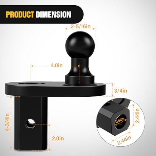 Image of Nilight Gooseneck Ball Extender - GNXA4085, 4 inch Offset Ball Compatible with B&W Trailer Hitches Turnoverball Heavy Duty 2-5 /16 Inch Ball 20000 lbs GTW 5000 lbs VTW