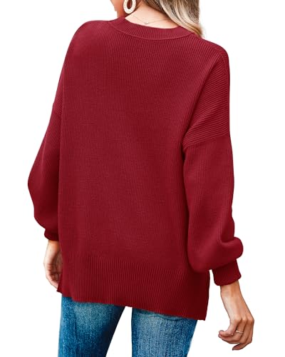 Image of Imily Bela Womens Oversized Tunic Sweaters Fall Slouchy Long Sleeve Ribbed Knit Side Slit Pullover Jumper