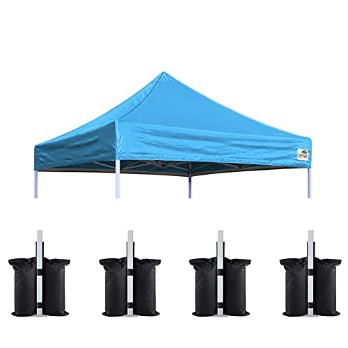 Image of Eurmax USA 8x8 Pop Up Canopy Replacement Top,Universal Instant Canopy Cover ONLY,Heavy Duty UPF 50+ UV Protection,Water & Wind Resistant Tarp,30+ Colors Available,Bonus 4 Sand Bags (Sky Blue)