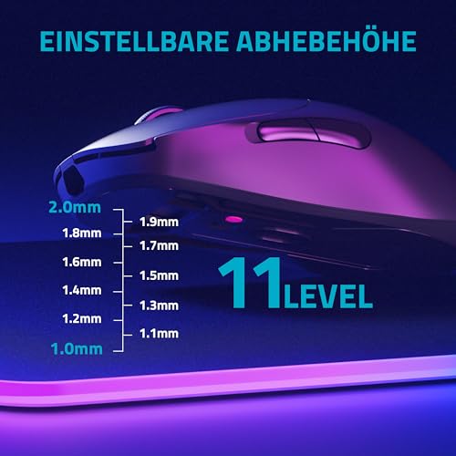 V200PRO Mouse da gioco wireless 2,4 GHz ad alte prestazioni con sensore ottico da 26000 DPI, accelerazione 50 G, 650 IPS, durata della batteria fino a 160 ore, PC/Mac - Nero - Mouse gaming - Immagine 8