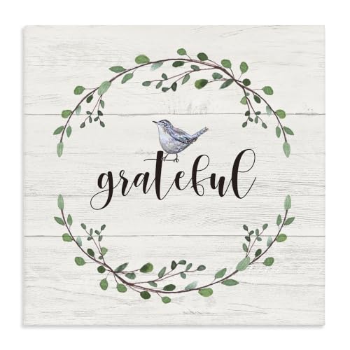 Stupell Industries 'Grateful Bird Crown Laurel Twigs Foliage'| Canvas Art