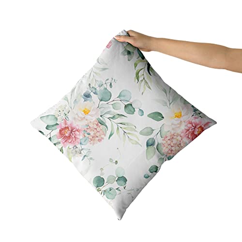 Spring Sage Green Leaf Pillow Covers 18X18 Set Of 2, Eucalyptus Floral Watercolor Pillow Cases, Gray Seafoam Leaves Flowers Modern Throw Pillows Cover Decor Gifts For Bed Couch Sofa Living Room #TOP2