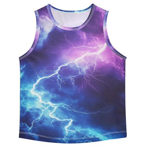 Boys Tank Top Shirts 3D Abstract Graphic Blue Red Print Sleeveless T-Shirts Crew Neck for Kids Clothing Children