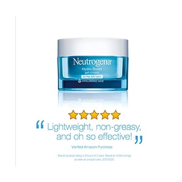 Neutrogena-Hydro-Boost-Hyaluronic-Acid-Hydrating-Gel-Cream-Face-Moisturizer-to-Hydrate-Smooth-Extra-Dry-Skin-Oil-Free-Fragrance-Free-Non-Comedogenic-Dye-Free-Face-Lotion-17-Oz Neutrogena Hydro Boost Hyaluronic Acid Hydrating Face Moisturizer Gel-Cream to Hydrate and Smooth Extra-Dry Skin, 1.7 oz