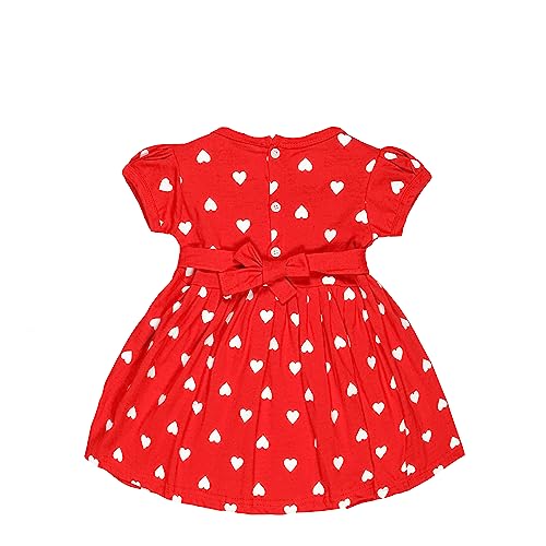 Image of Babeezworld Cotton Baby Girl Dress - Knee Length fit and Flare Dress Frock jhabla (Red; 3-4 Years)