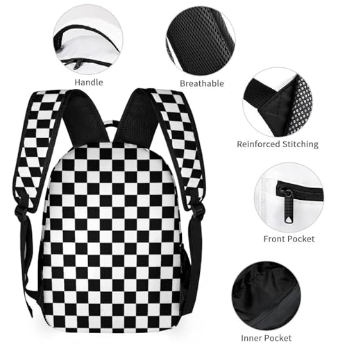 Colorful Multi Pocket Backpack Set School Bookbag with Lunch Bag Lightweight Pencil Case Pouch Bag (Checkered, One Size)2