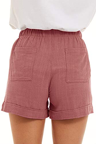 KINGFEN Women Casual Shorts Drawstring Comfy Elastic Waist Shorts Summer Pull On Short with Pockets(S-2XL)4