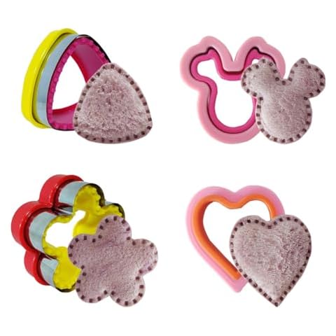 Aoerfes 4 Pcs Sandwich Cutter and Sealer Set, Aoerfes Bread Sandwich Decruster Pancake Maker DIY Cookie Cutters for Kids Bento Box,Heart Flower Taco Shapes Mold Cover