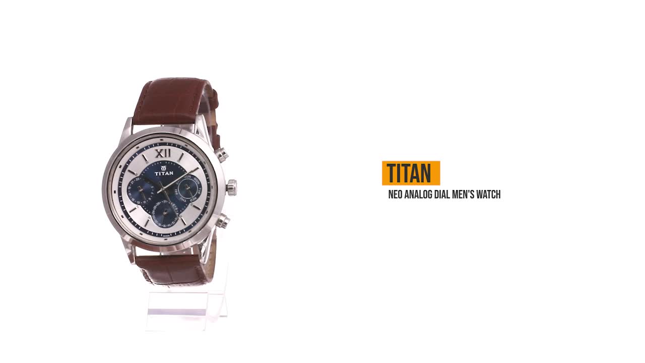 Titan Men Blue Dial Analog Leather Strap watch for Men-NP1766SL03
