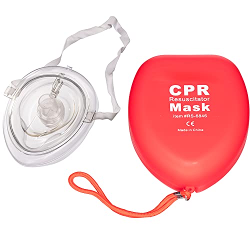 Novamedic First Aid Adult And Child Cpr Rescue Mask, Detachable Single Valve Pocket Resuscitator With Hard Case And Wrist Strap Kit, Red #TOP1