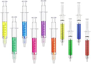 GHHFKGL 6 Syringe Multicolor Highlighters + 4 Syringe Ballpoint Pens Novelty Pen Gift for kids Ideal for Nurses, Costumes, Fancy Dress, Halloween (10)