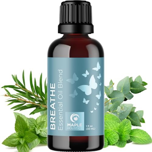 Breathe Blend Essential Oil for Diffuser – Invigorating Breathe Essential Oil Blend with Eucalyptus Peppermint Tea Tree and Mint Essential Oils for Diffusers for Home and Shower Aromatherapy