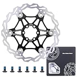 Aurnoet Bike Brake Disc Rotor, Bicycle Floating Disc Brake Rotor 160mm 180mm 203mm with 6 bolts suit for BMX Mountain Bike Road Bikes (Black)