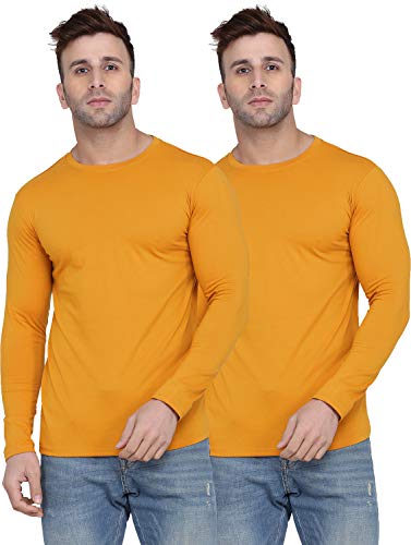 Image of Self Design Men Full Sleeve Round Neck Multicolor T-Shirt (Pack of 2)