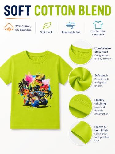 Funnycokid Toddler Boys Shirts Kids Tshirt Truck Dinosaur Tees 2T 3T - image 5