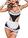 NLAND Ensemble De Lingerie pour Femmes Cosplay Robe De Femme De Chambre FranÇaise Cravate en Dentelle Une PiÈce avec Collier Tablier Bracelet Anneaux De Jambe
