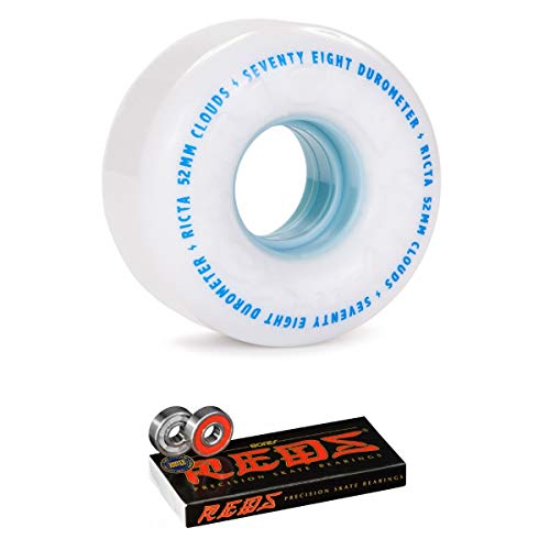 Ricta Clouds 78a Skateboard Wheels - White - 52mm with Bones Reds Skateboard