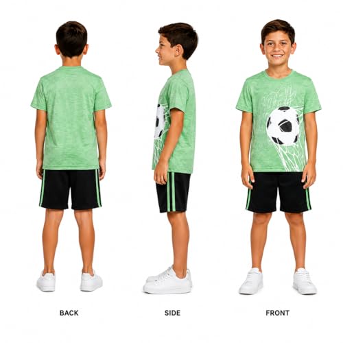 Image of Pro Athlete Active Boys Short Sets - 2 Piece Performance Crewneck Short Sleeve T-Shirt and Shorts Boys Athletic Sets (8-16)